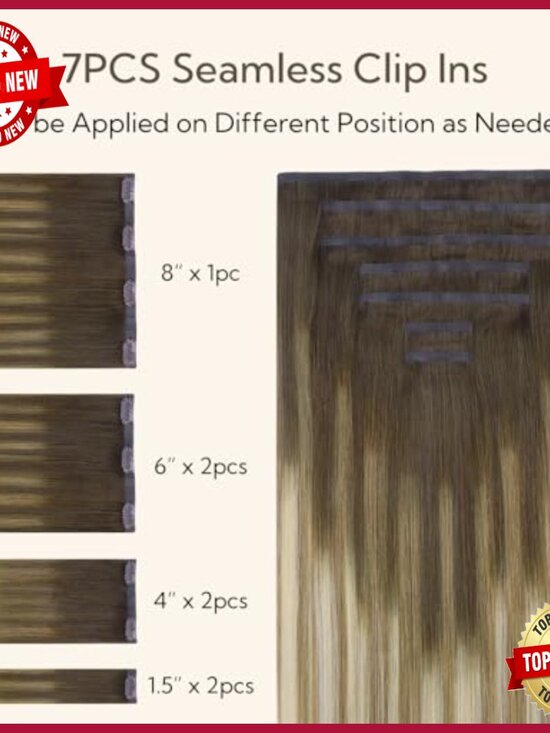 18 Inch Seamless Clip in Human Hair Extensions, 110g Straight Remy Hair